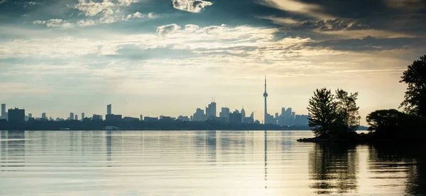 Vista Panorâmica Lago Ontário Horizonte Cidade Toronto Canadá — Fotografia de Stock