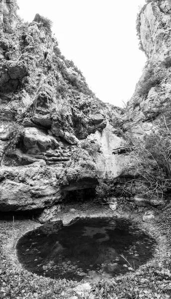 View Shallow Pothole Rock Formation Jungle Greece — Stock Photo, Image