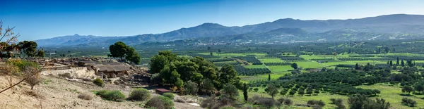 Paisaje Escénico Con Granjas Montañas Fondo Grecia — Foto de Stock