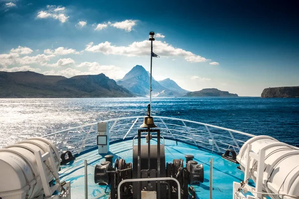 Vistas Panorámicas Del Mar Montaña Desde Barco Isla Creta Grecia — Foto de Stock