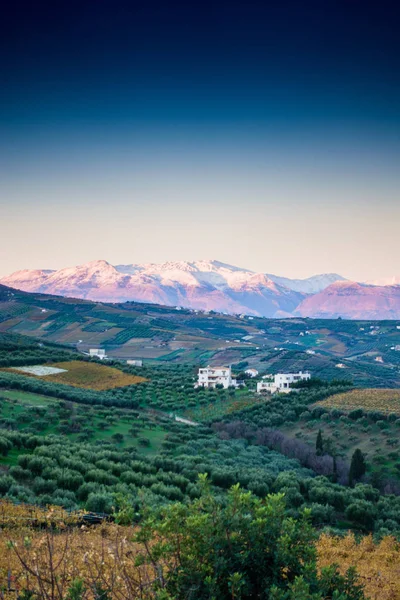 Vista Panorámica Paisaje Con Montañas Nevadas Fondo Grecia —  Fotos de Stock