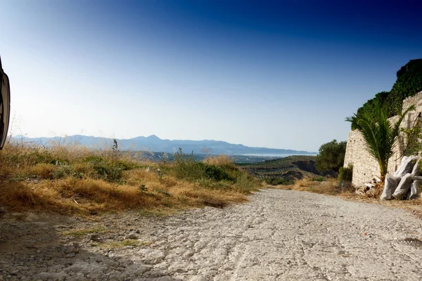 Landwirtschaftliche Feld Und Berg Beton Griechenland — Stockfoto