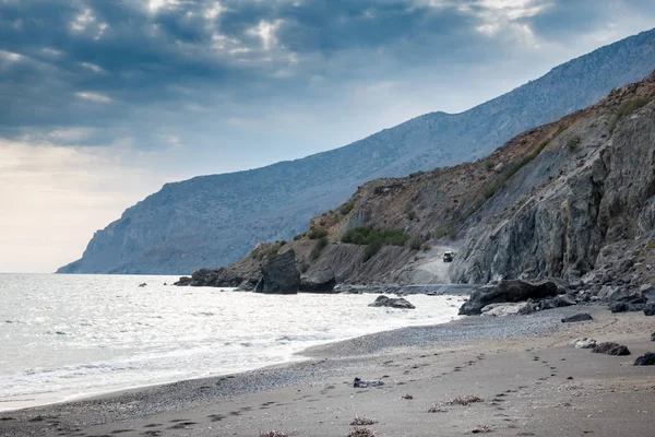 Doğal Görünümü Plaj Dağ Gökyüzü Crete Yunanistan — Stok fotoğraf