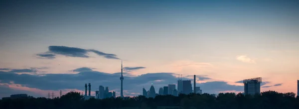 Silhouette Des Toits Ville Coucher Soleil Toronto Canada — Photo