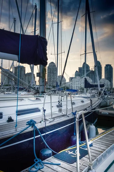 Barcos Amarrados Horizonte Ciudad Toronto Canadá — Foto de Stock