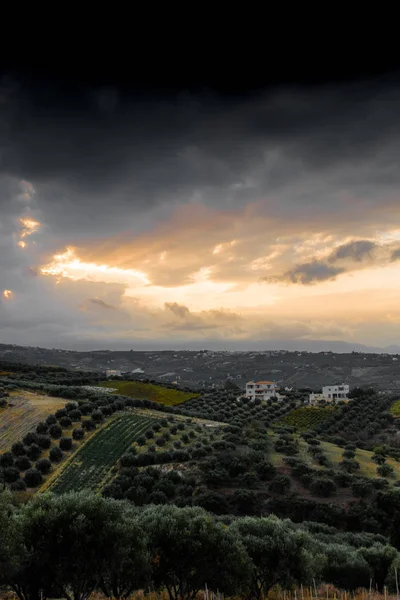 Malerische Landschaft Bei Sonnenuntergang Archanes Beton Griechenland — Stockfoto