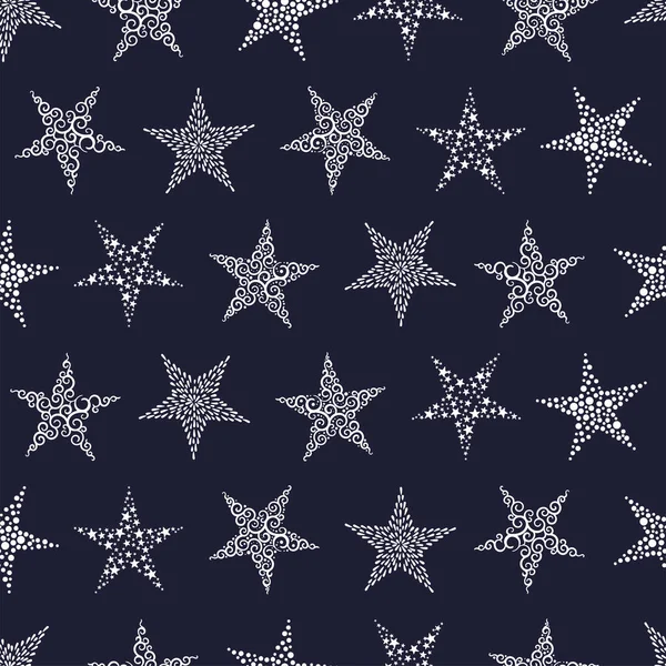 Beau motif sans couture Snowflakes dessiné à la main, idéal pour Noël ou Nouvel An tissus à thème, bannières, papier d'emballage, papier peint ou cartes design de surface vectorielle — Image vectorielle