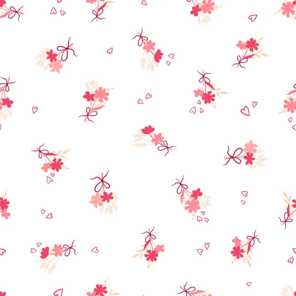 Niedlichen handgezeichneten floralen nahtlosen Muster, ideal für Valentinstag, Verpackung, Banner, Tapeten, Textilien - Vektor-Design — Stockvektor