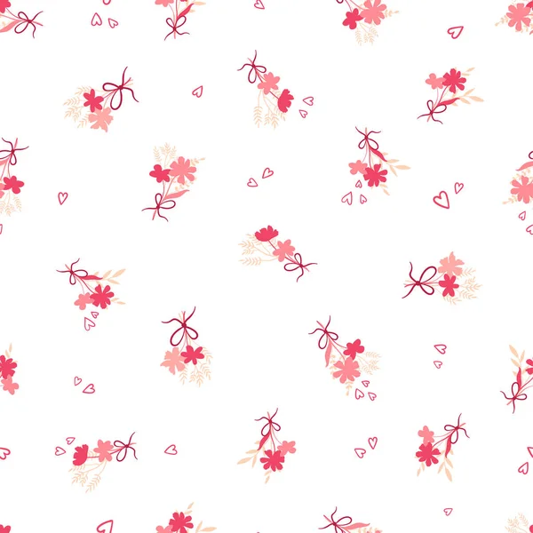 Lindo patrón sin costura floral dibujado a mano, ideal para el día de San Valentín, envoltura, pancartas, fondos de pantalla, textiles - diseño de vectores — Vector de stock