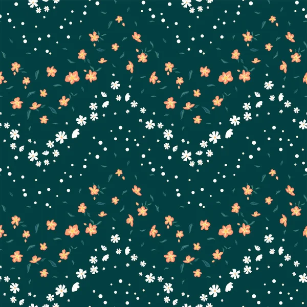 Leuke hand getekend ditsy bloemen naadloos patroon met geometrische vormen - geweldig voor textiel, banner, wallpapers - vector ontwerp — Stockvector