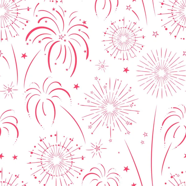 Diversão mão desenhada doodle fogos de artifício, padrão sem costura, ótimo para têxteis, embrulho, banner, papéis de parede - design vetorial —  Vetores de Stock