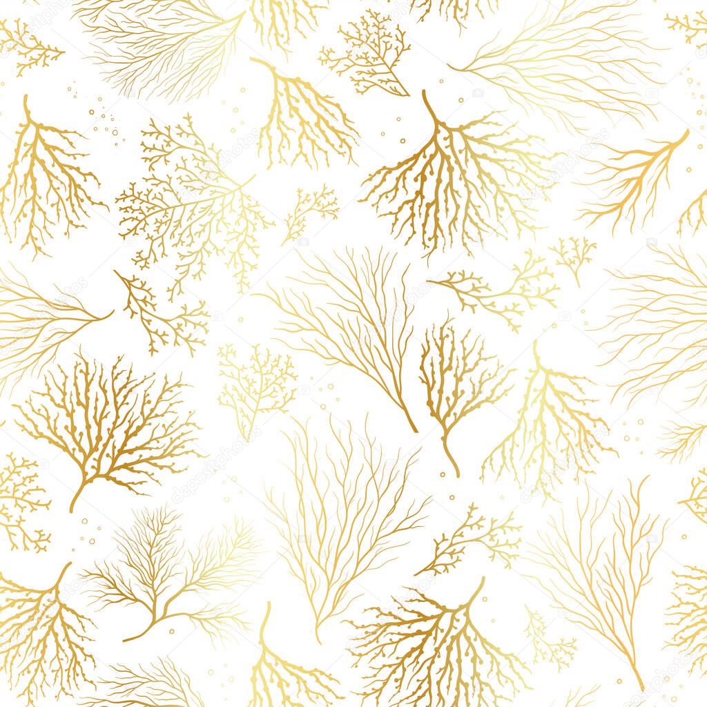 Beautiful Hand Drawn corals seamless pattern, underwater background, great for textiles, banner, wallpapers, wrapping - vector design