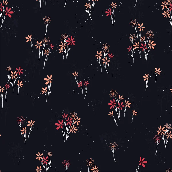 Рука намальована дици квіткове поле безшовний візерунок, милий квітковий фон, відмінно підходить для текстилю, банерів, шпалер векторний дизайн — стоковий вектор