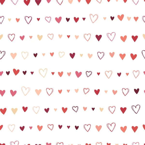 Niedlich handgezeichnete Herzen nahtloses Muster, romantische Kritzelherzen Hintergrund, ideal für Valentinstag Textilien, Banner, Verpackung - Vektor-Design — Stockvektor