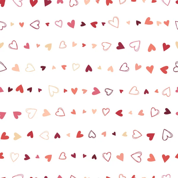 Cœurs dessinés à la main mignon motif sans couture, fond romantique doodle coeurs, idéal pour les textiles de la Saint-Valentin, bannières, emballage design vectoriel — Image vectorielle