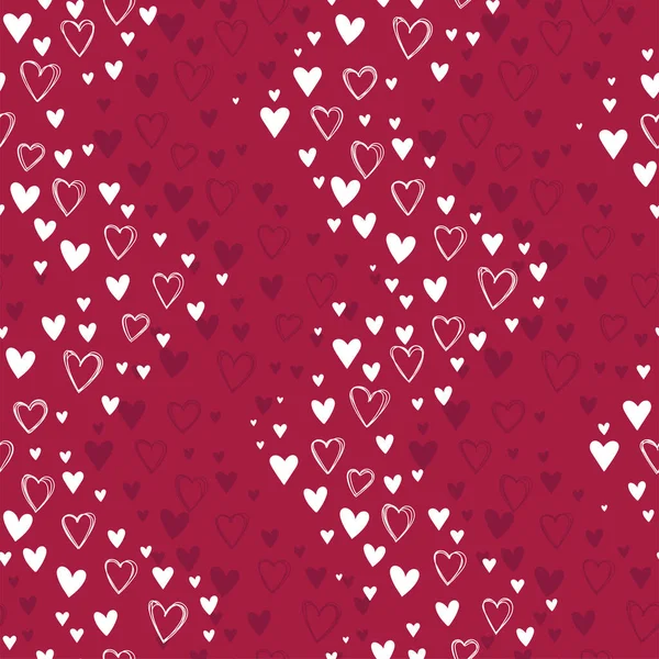 Sevimli el çizimi kalpler kusursuz, romantik karalama kalpler arka plan, Sevgililer Günü tekstil, afişler, ambalajlama - vektör tasarımı — Stok fotoğraf