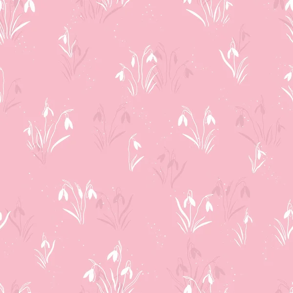 Mão bonito desenhado campo de flores primavera, florescendo cedo fundo floral, ótimo para têxteis, banners, papel de parede, embrulho, design de superfície vetorial — Vetor de Stock