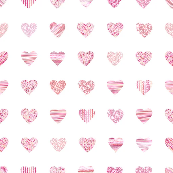 Mignon dessin à la main doodle coeurs motif sans couture, fond romantique, idéal pour les textiles, emballage de la Saint-Valentin, bannière, papier peint design vectoriel — Image vectorielle