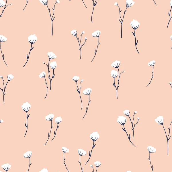 Piękny ręcznie rysowane doodle kwiaty bezszwowy wzór, kwiatowe tło, idealne dla tekstyliów, banery, owijanie - projekt wektor — Wektor stockowy