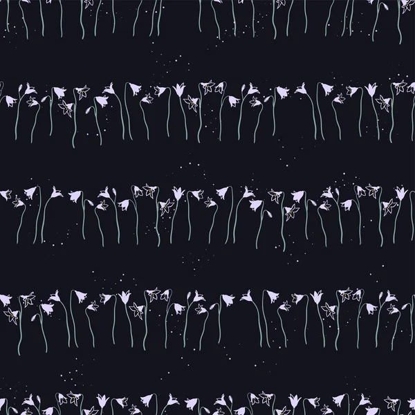 Schattig met de hand getekend klokje naadloos patroon, doodle bloemen achtergrond, geweldig voor textiel, banners, wallpapers. wikkeling - vectorontwerp — Stockvector