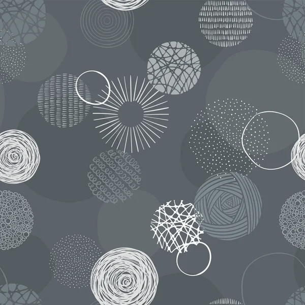 Śliczne ręcznie rysowane kółka doodle bezszwowy wzór, abstrakcyjne i nowoczesne tło, idealne dla tekstyliów, banery, tapety, opakowanie - projekt wektor — Wektor stockowy