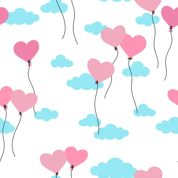 Niedlichen handgezeichneten Herzen nahtlose Muster, Spaß Comic Herz Hintergrund, ideal für Kinder, Valentinstag, Stoffe, Tapeten, Banner - Vektor-Design — Stockvektor