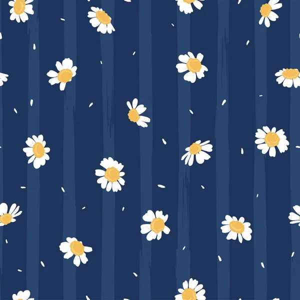 Niedlichen handgezeichneten floralen nahtlosen Muster, Kamillenblüten Hintergrund, ideal für Textilien, Verpackung, Banner, Tapete - Vektor-Design — Stockvektor