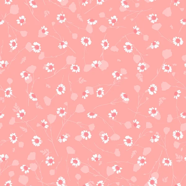 Mignon motif floral sans couture dessiné à la main, fond de fleurs de camomille, idéal pour les textiles, emballage, bannière, papier peint design vectoriel — Image vectorielle