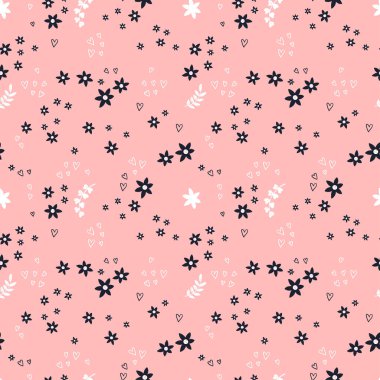 Şirin el çizimi, çiçeksiz desen, sevimli karalama çiçekleri arka plan, tekstil, afişler, duvar kağıtları, ambalaj - vektör tasarımı