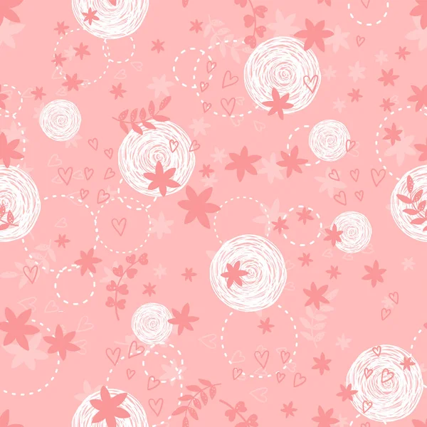 Niedlichen handgezeichneten floralen nahtlosen Muster, niedlichen Doodle Blumen Hintergrund, ideal für Textilien, Banner, Tapeten, Verpackung - Vektor-Design — Stockvektor