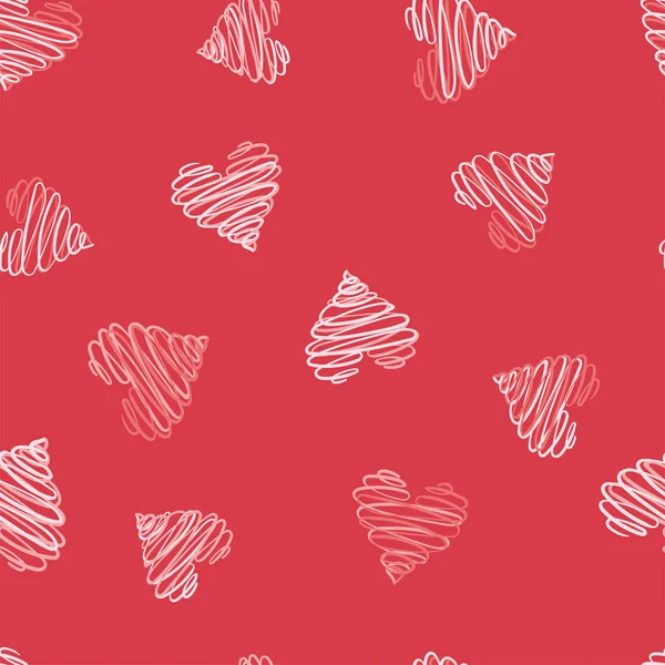 Niedlichen handgezeichneten Wirbel Herzen nahtlose Muster, romantische Doodle Hintergrund, ideal für Valentinstag, Stoffe, Tapeten, Banner, Verpackung - Vektor-Design — Stockvektor