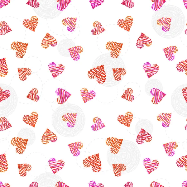 Mão bonito desenhado redemoinho corações sem costura padrão, fundo doodle romântico, ótimo para dia dos namorados, tecidos, papel de parede, banner, embrulho - design vetorial — Vetor de Stock