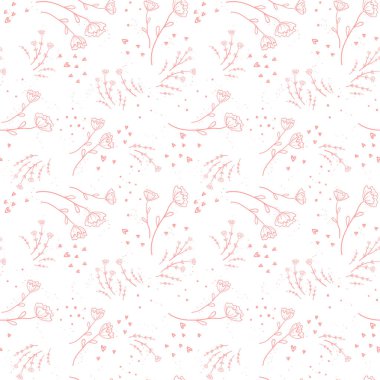 Sevimli el çizimi, çiçeksiz desen, güzel karalama çiçekleri bahar arka planı, tekstil, afişler, duvar kağıtları, ambalaj - vektör tasarımı