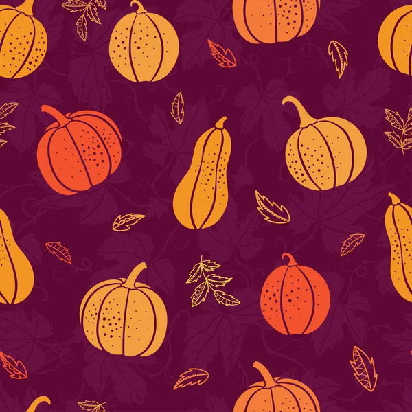 Patrón sin costura de calabaza dibujada a mano creativa, lindo otoño, Acción de Gracias o fondo de Halloween - ideal para textiles, pancartas, fondos de pantalla, envoltura - diseño de vectores — Vector de stock