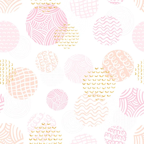 Nette Handgezeichnete Kritzelkreise Nahtloses Muster Abstrakter Hintergrund Ideal Für Textilien — Stockvektor