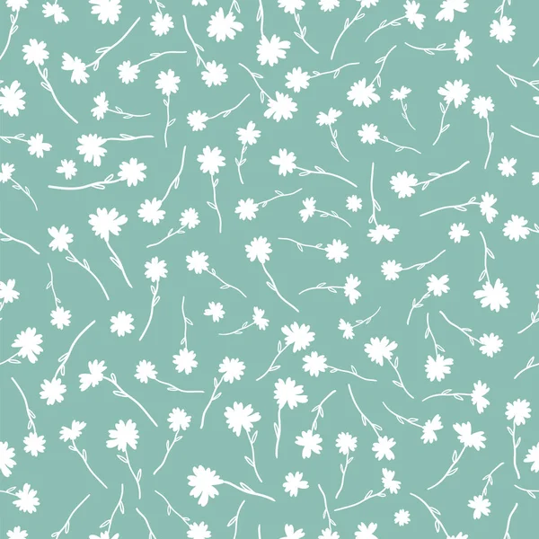 Mignon Motif Floral Sans Couture Dessiné Main Fond Prairie Fleurs — Image vectorielle