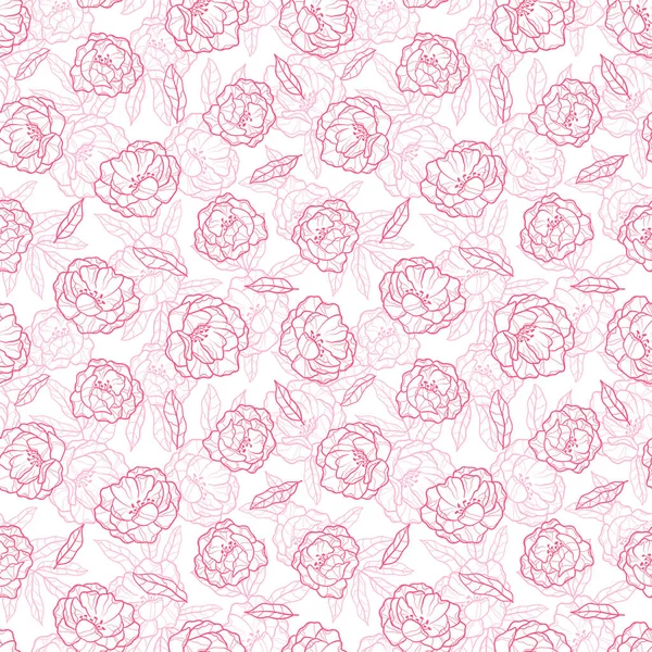 Elegante Handgezeichnete Pfingstrosen Nahtloses Muster Schöner Floraler Hintergrund Ideal Für — Stockvektor