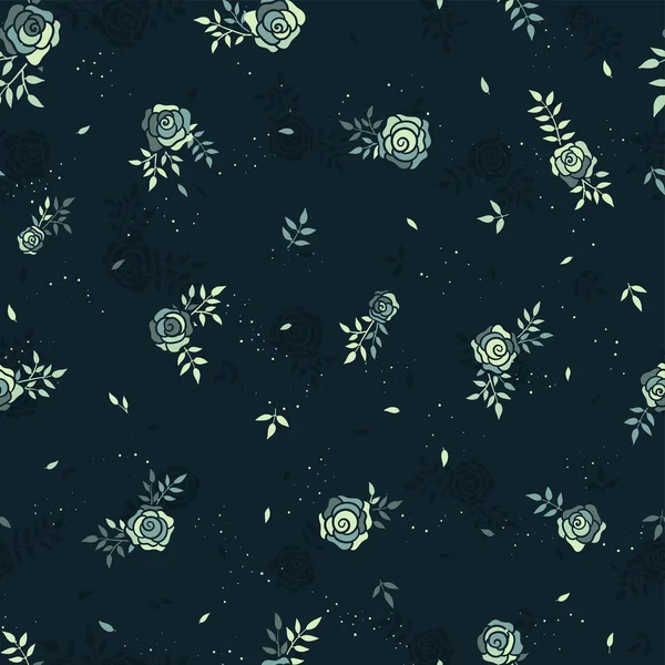 Niedliche Florale Nahtlose Muster Hintergrund Mit Einer Wiese Von Rosen — Stockvektor