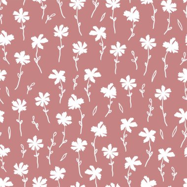 Sevimli el çizimi, çiçeksiz desen, güzel karalama çiçekleri arka plan, tekstil, afişler, duvar kağıtları - vektör tasarımı