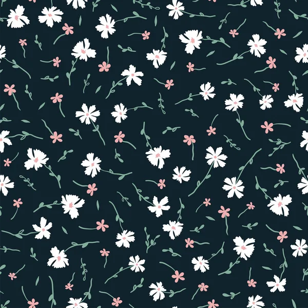 Lindo Patrón Sin Costura Floral Dibujado Mano Hermoso Fondo Flores — Vector de stock