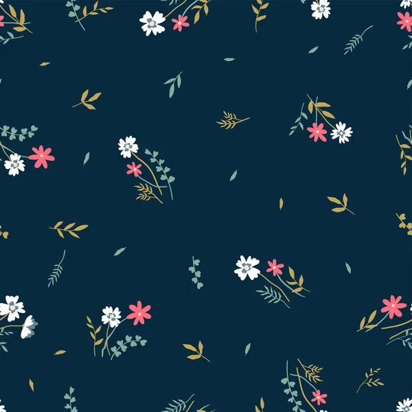 Mignon Motif Floral Sans Couture Dessiné Main Beau Fond Prairie — Image vectorielle