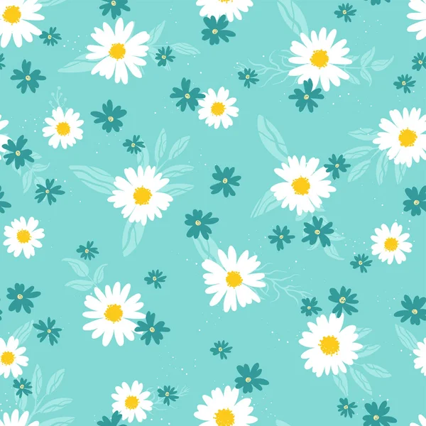 漂亮的手绘花卉无缝图案 美丽的花草背景 非常适合春季或夏季纺织品 包装矢量设计 — 图库矢量图片