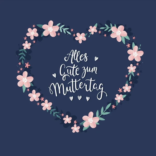 Design Main Avec Fleurs Typographie Allemand Happy Mother Day Design — Image vectorielle