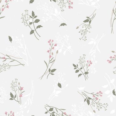 Şirin, dikişsiz çiçek deseni, el çizimi güzel çiçekler, tekstil için harika, ambalaj, pankart, duvar kağıtları - vektör yüzey tasarımı