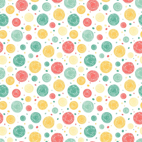 Cute Hand Drawn Doodle Circles Seamless Pattern Abstract Modern Background — 스톡 벡터