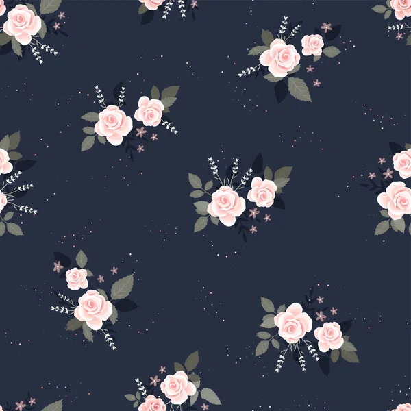 Niedliche Handgezeichnete Rosen Nahtloses Muster Romantischer Hintergrund Ideal Für Textilien — Stockfoto
