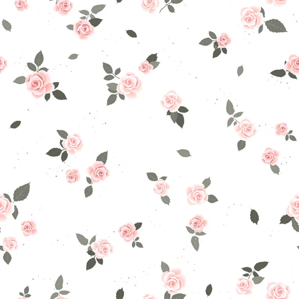 Cute Hand Drawn Roses Seamless Pattern Romantic Background Great Textiles — Stock Vector