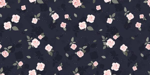 Niedliche Handgezeichnete Rosen Nahtloses Muster Romantischer Hintergrund Ideal Für Textilien — Stockvektor