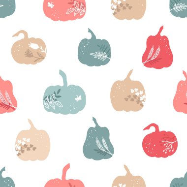 Güzel el çizimi balkabağı pürüzsüz desen, Şükran Verme ve Sonbahar arka planı için harika, tekstil, duvar kağıtları, afişler - vektör tasarımı