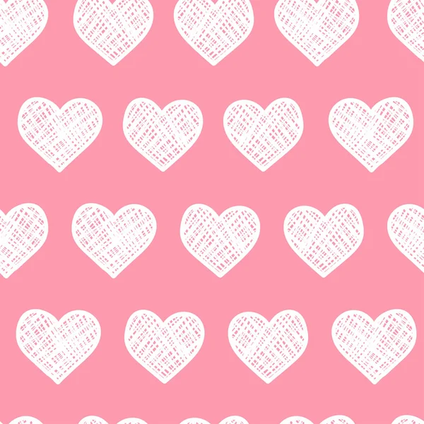 Precioso Dibujado Mano Doodle Corazones Patrón Sin Costuras Fondo Romántico — Archivo Imágenes Vectoriales